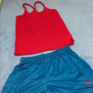 Clothing Bundle 
Puma Shorts 
Red Cross Back Halter Top  
Size M